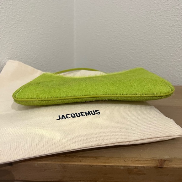 JACQUEMUS LE RAPHIA Pony-hair shoulder bag green NWT dust bag - Picture 3 of 8